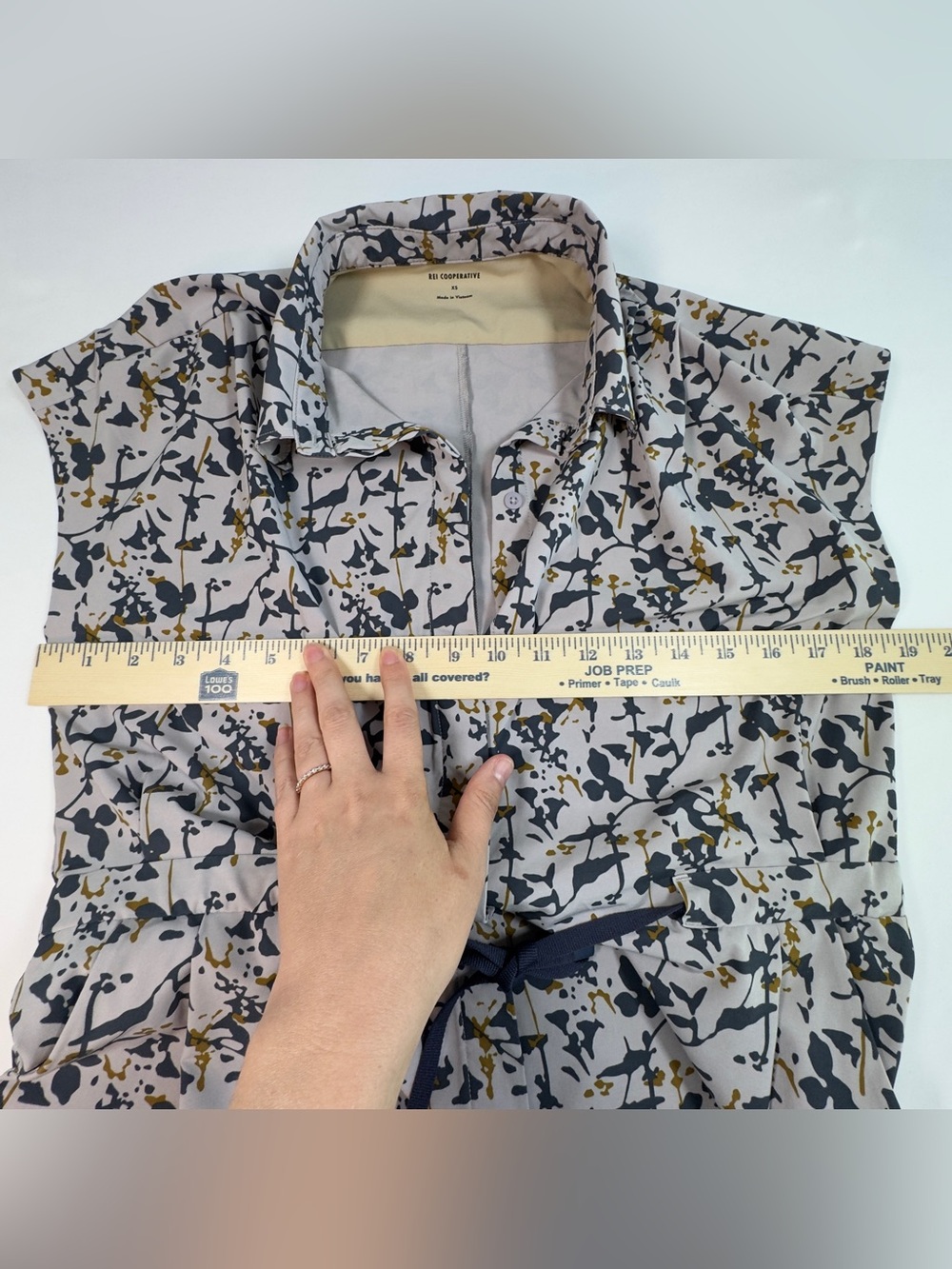 REI Cooperative Floral Print Midi Shirt Dress Drawstring Waist Cap Sleeve XS - Picture 9 of 15